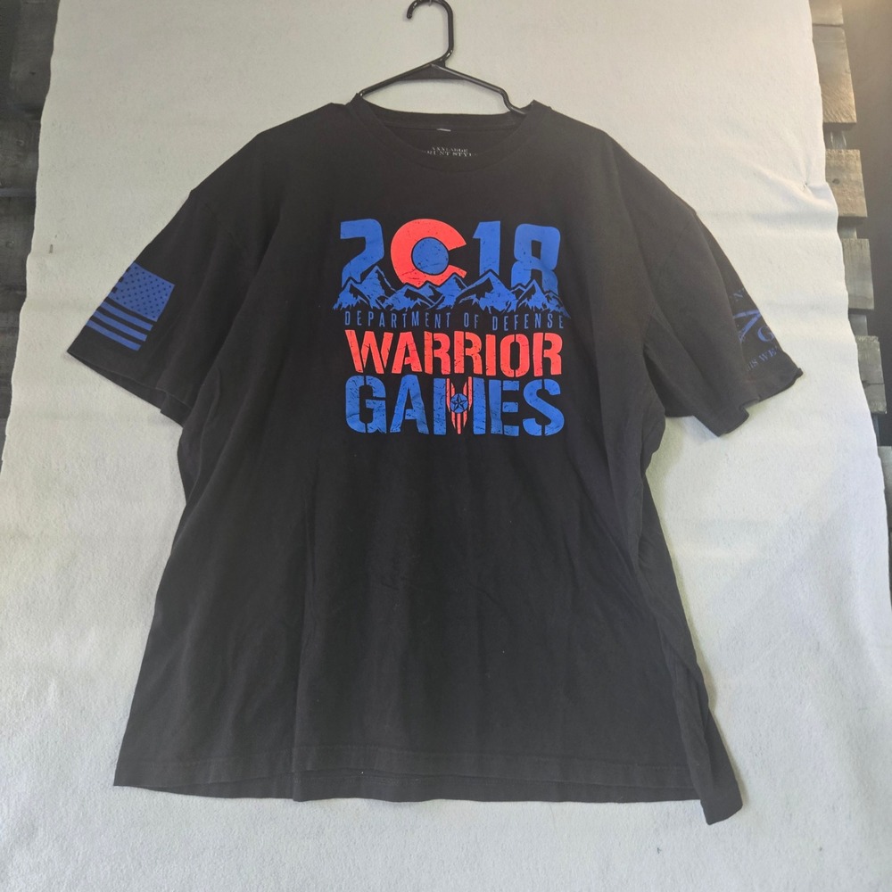 Grunt Style 2018 DOD Warrior Games Black Graphic T-Shirt Mens 3XL Cotton Tee